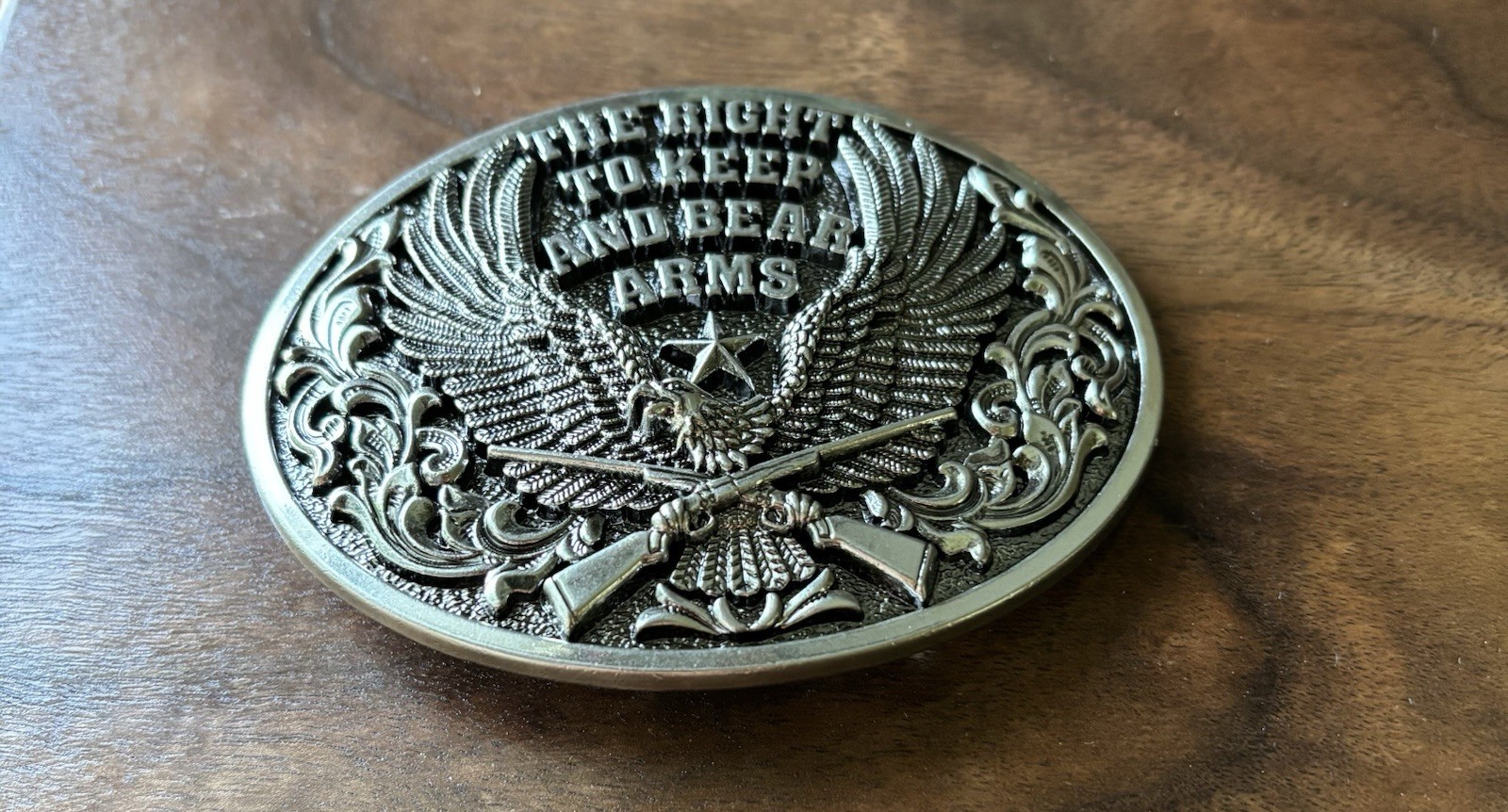 AMERICAN PATRIOTS THE RIGHT TO KEEP AND BEAR ARMS BELT BUCKLE