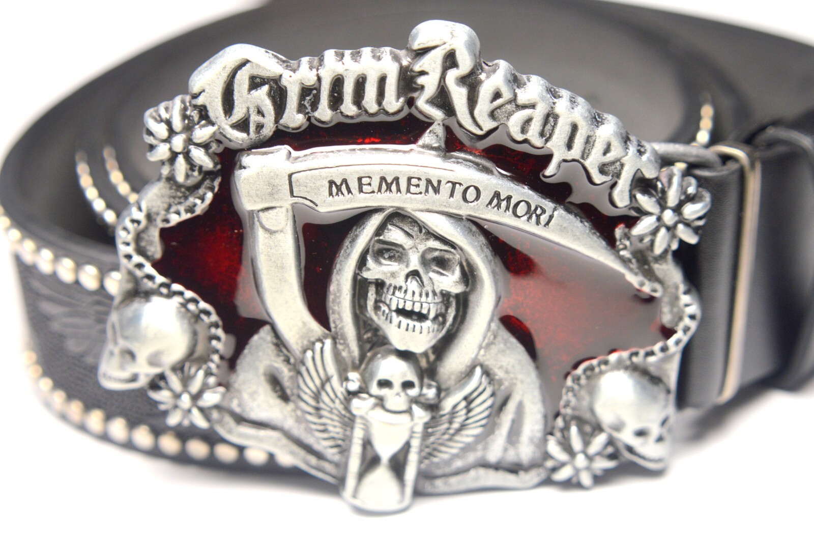 GRIM REAPER MEMENTO MORI BLACK SKULL BELT BUCKLE