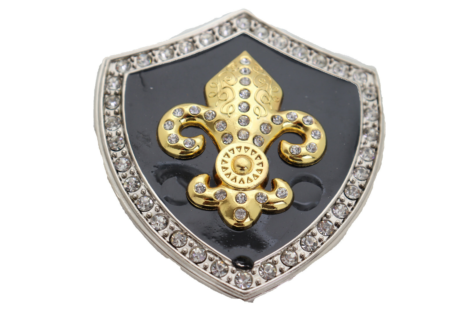 Men Belt Buckle Silver Metal Western Gold Fleur De Lys Lily French Symbol Flower