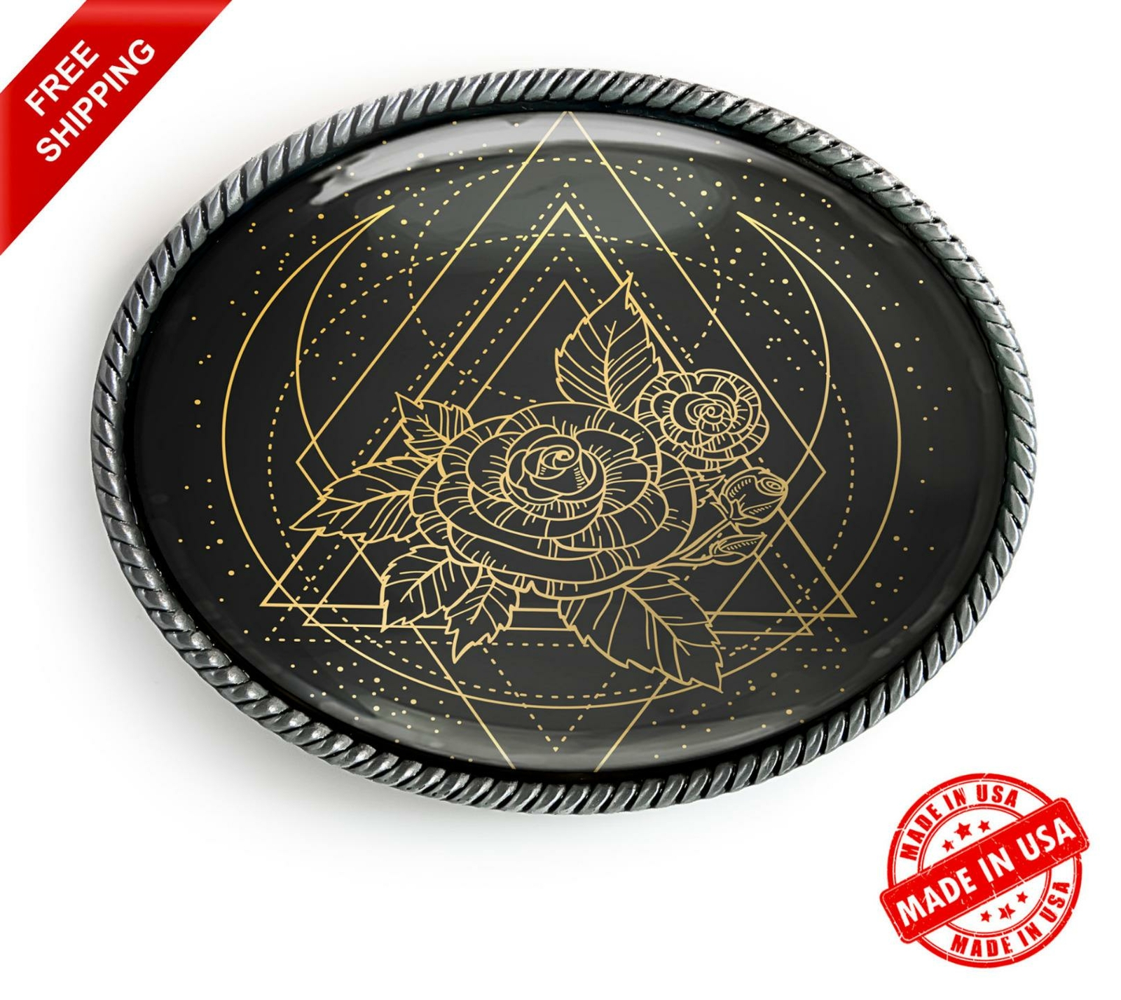 Sacred Geometry Belt Buckle – Mystic Rose Esoteric Handmade Buckle – 14