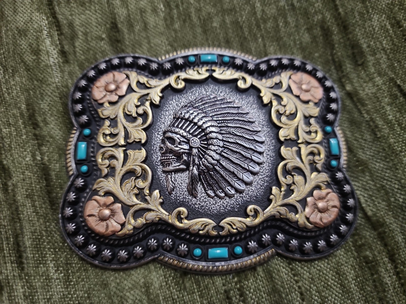 Nocona Mens Chief Skull Belt Buckle 37038