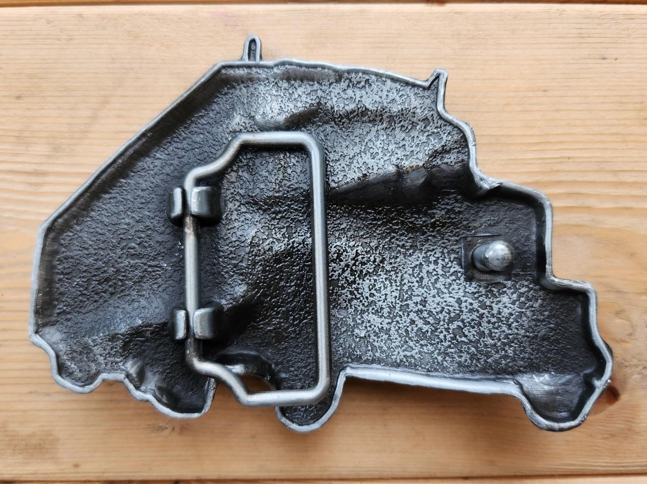 TRUCK SEMI 18 WHEELER 3-D SILVER TRUCKER WESTERN BELT BUCKLE