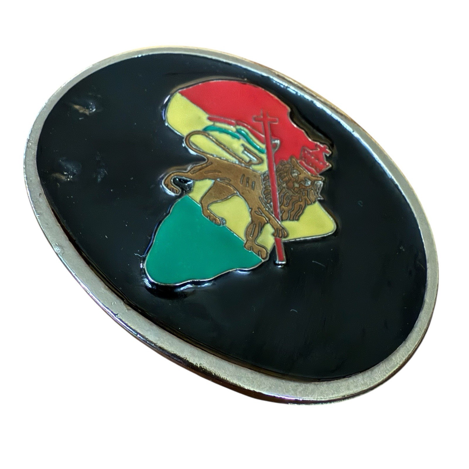 Lion of Judah Rastafarian Belt Buckle Rasta Lion Staff Ethiopian Jamaica Jewelry