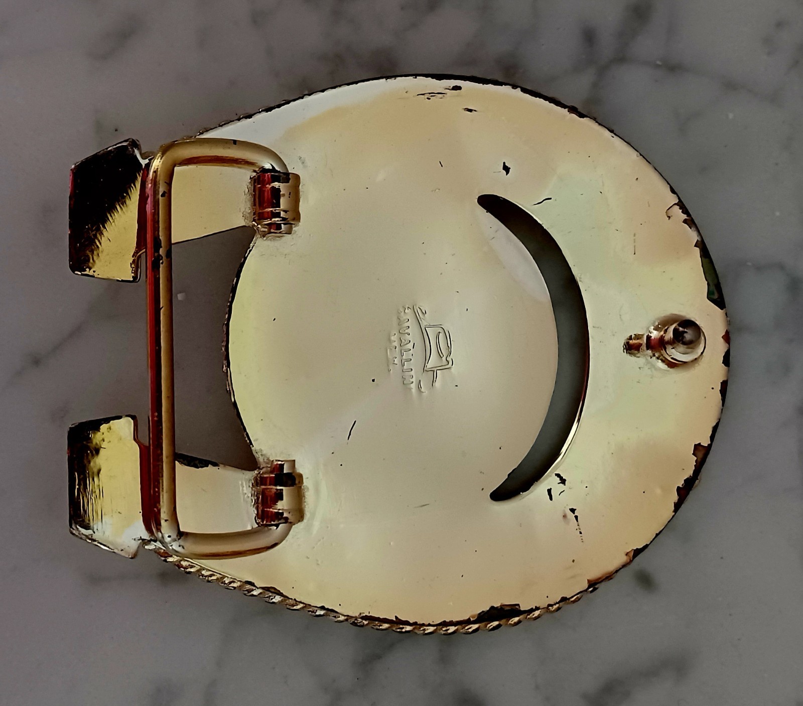 Western Rodeo Belt Buckle Virgin Mary Guadalupe Horse Shoe Silver Gold Tones