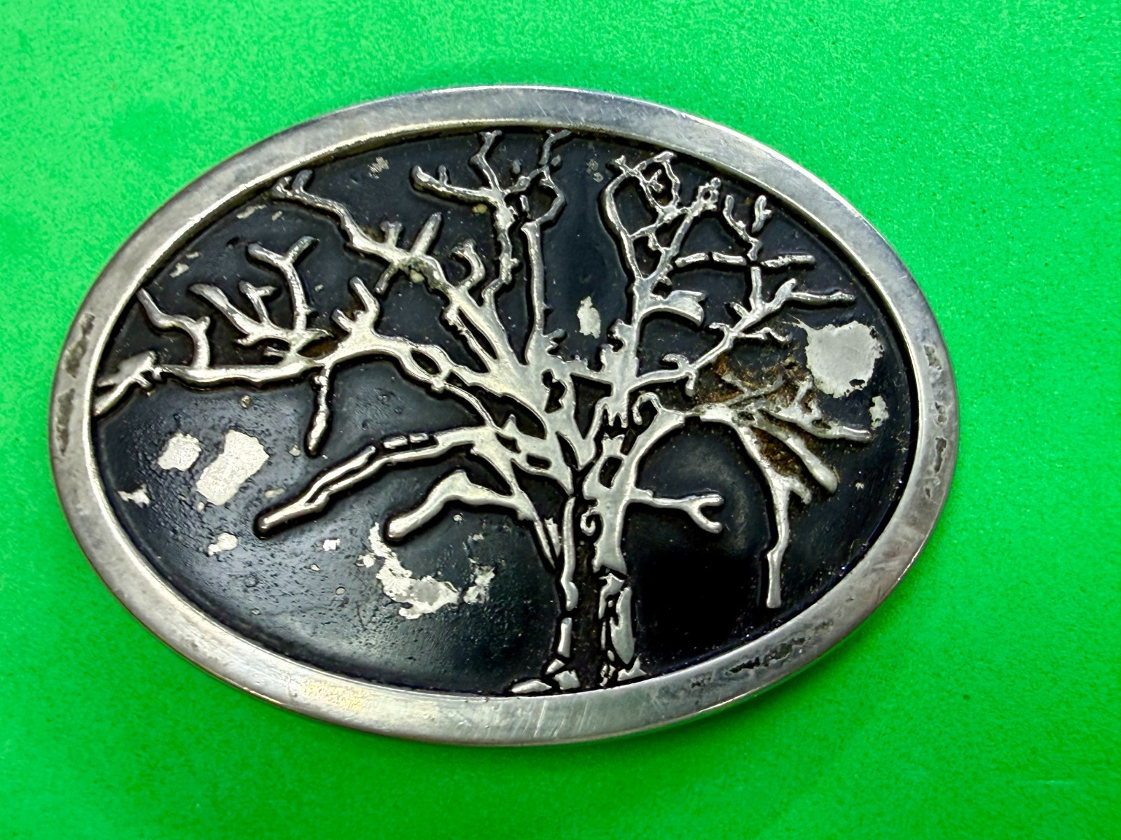 Tree Of Life =Black Enamel Oval Hippy Vibe Belt Buckle To Paint Restore
