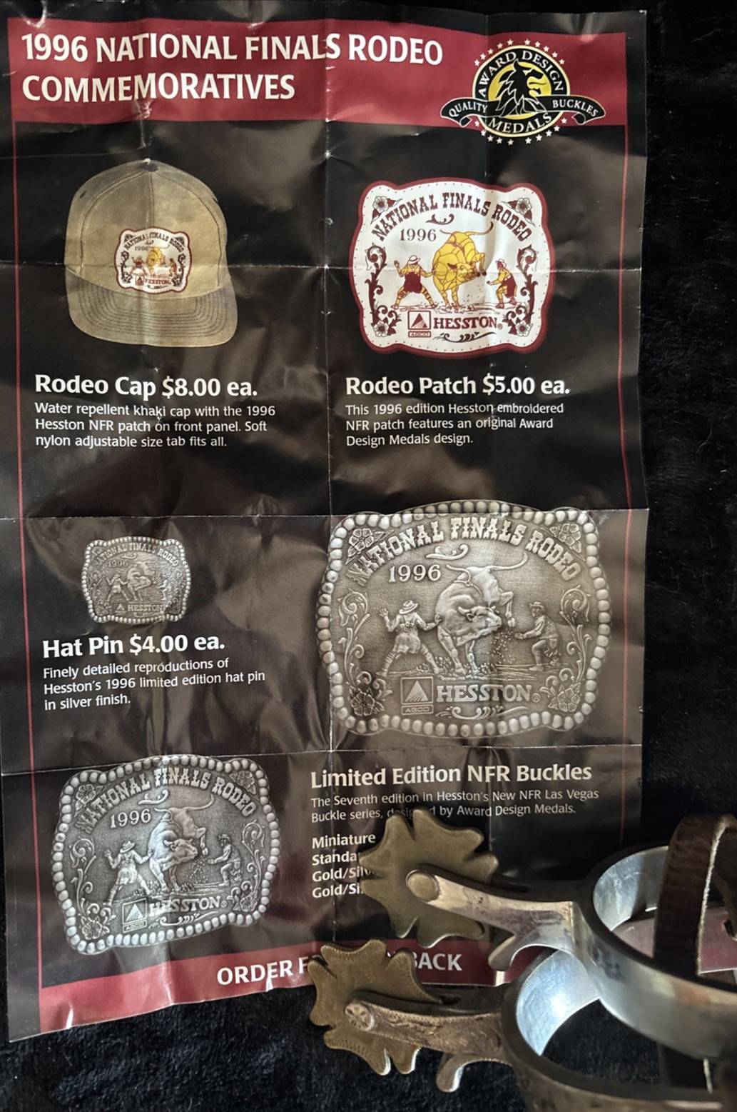 Hesston NFR 1996 Commemorative Belt Buckle New in Shrinkwrap Award Design Medals