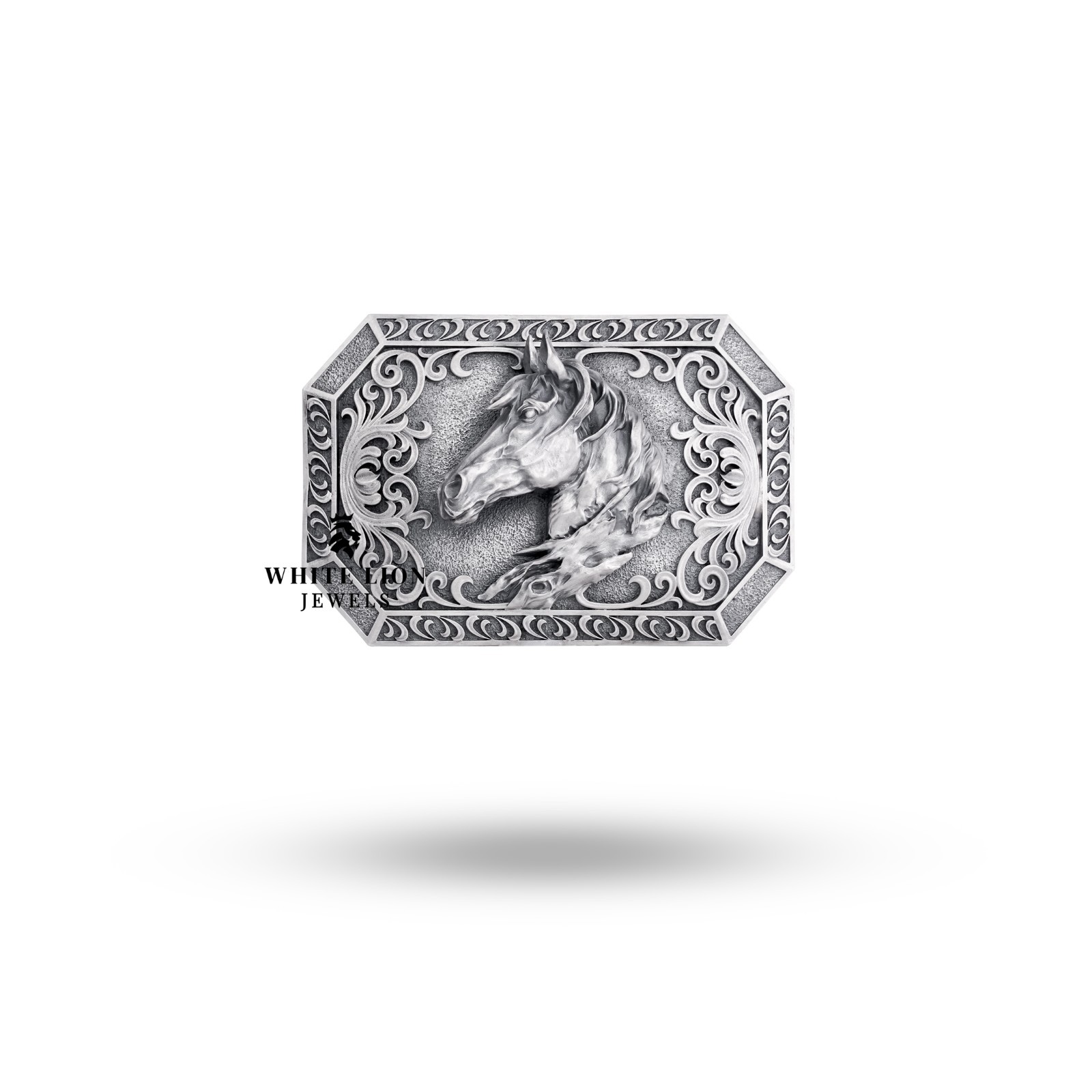 3D Horse Face Racing Jockey Polo Man Belt Buckle 925 Sterling Silver