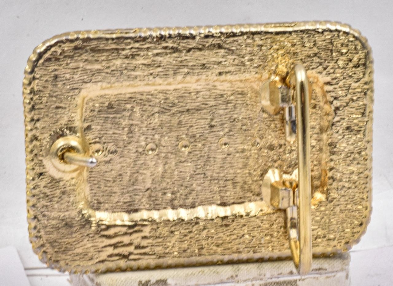 Estate unworn gold plated BIG Southwestern Style Petrified Wood type Belt Buckle