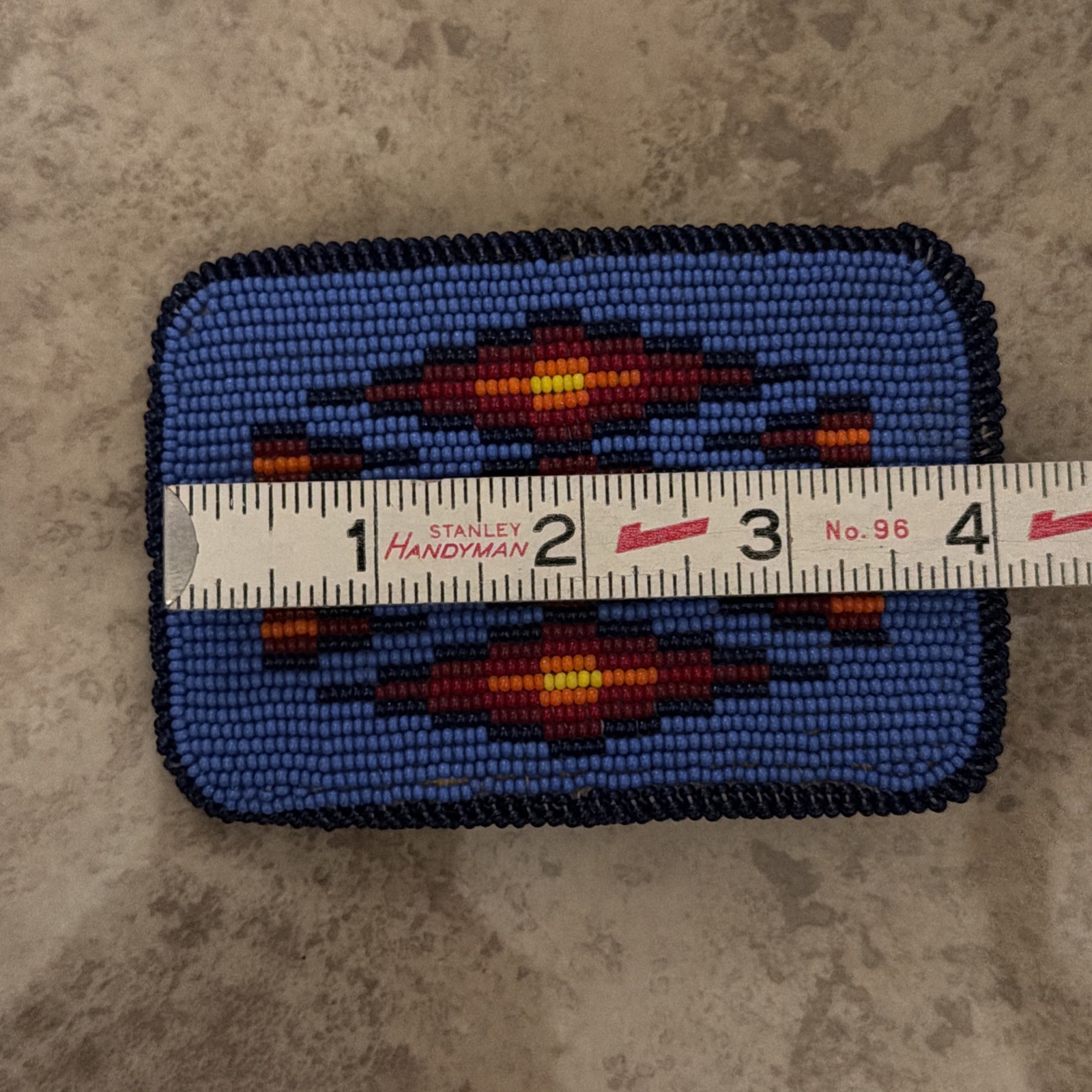 Vintage Hand Made Native American Tribal Leather Back Seed Bead Belt Buckle