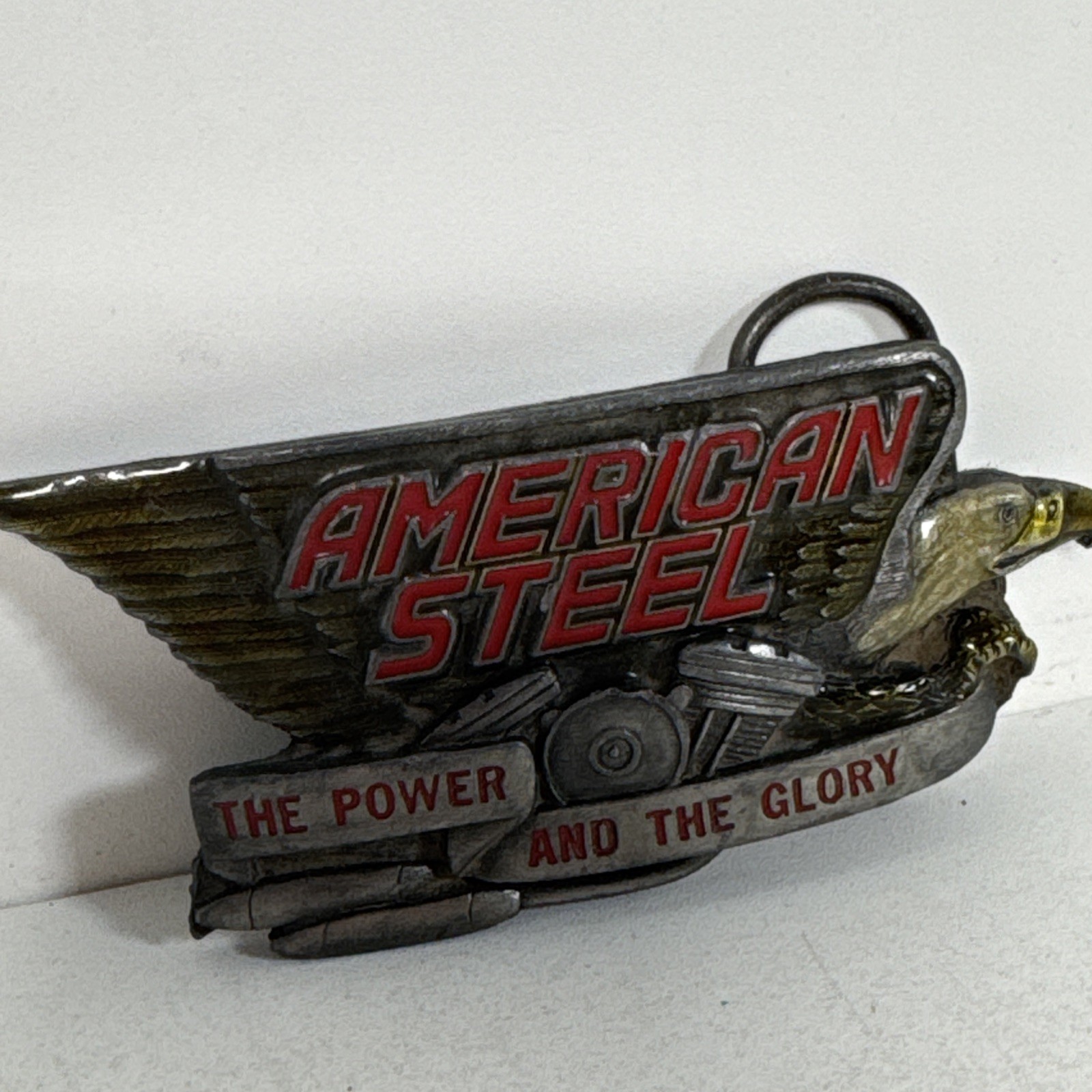 American Steel Belt Buckle Eagle The Power & The Glory Made In England 3.75”