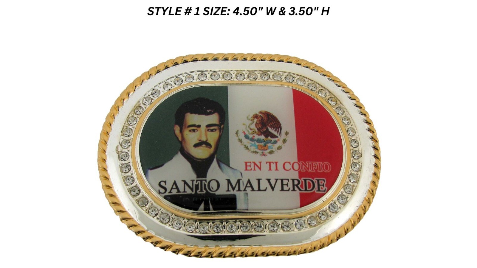 Jesus Malverde Belt Buckle Gold Metal New Men Women Narco-Saint Sinaloa Mexico