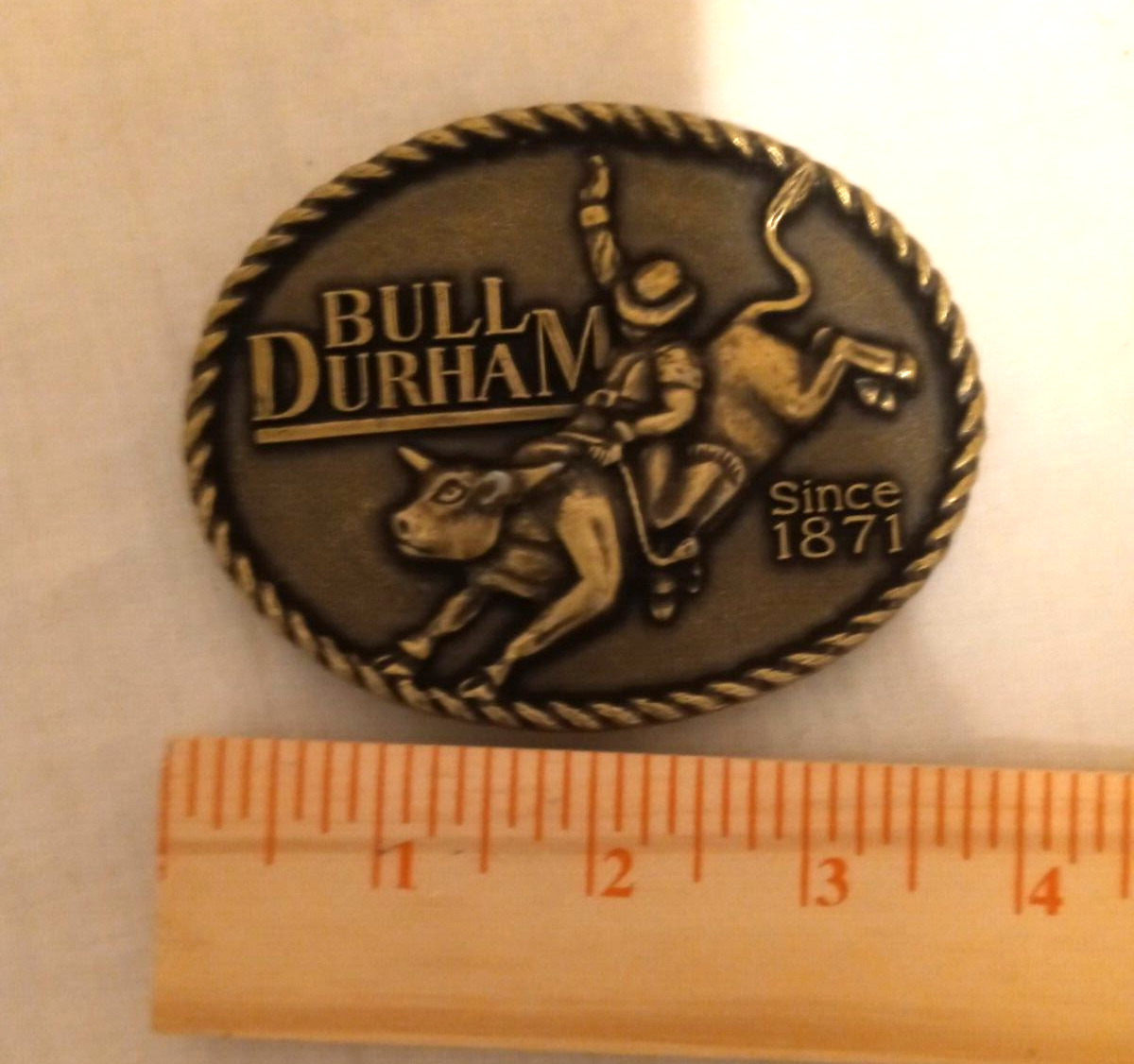 Vintage Bull Durham Brass Belt Buckle 1871