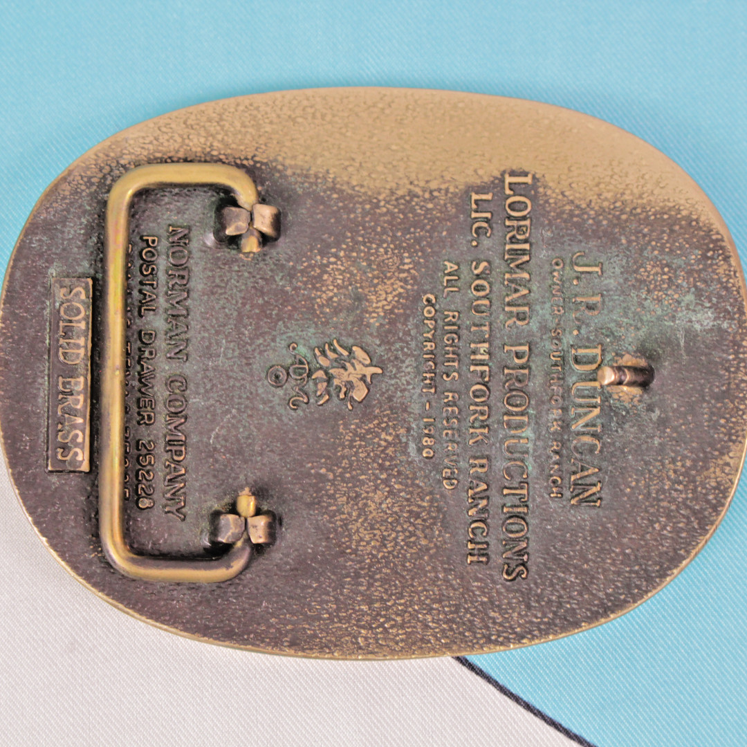VTG 80s Southfork Ranch Dallas Texas JR Duncan Belt Buckle 1989 ADM