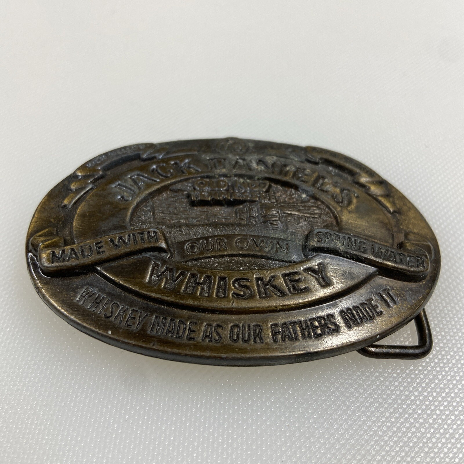 Brass Jack Daniels Whiskey Old No 7 Tennessee Belt Buckle 3×2&Prime; for 1 3/8&Prime; Belt