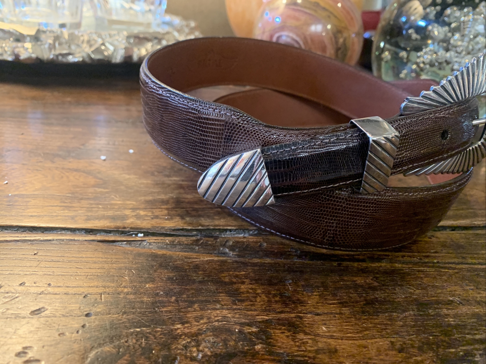 Pat Areias XL James Reid style Sterling Silver Belt Buckle 40-42-1.5”-1” Nu 🦎✅