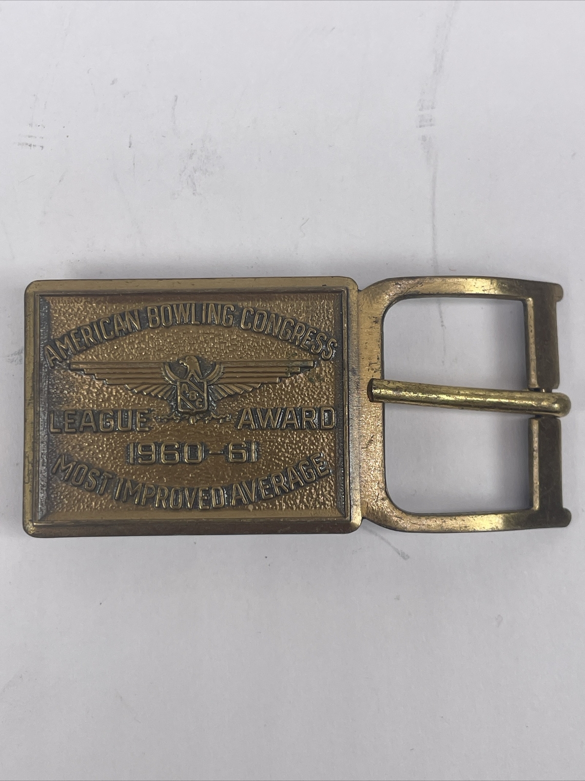 1959-1960 American Bowling Congress League Award Belt Buckle Most Imprvd Average
