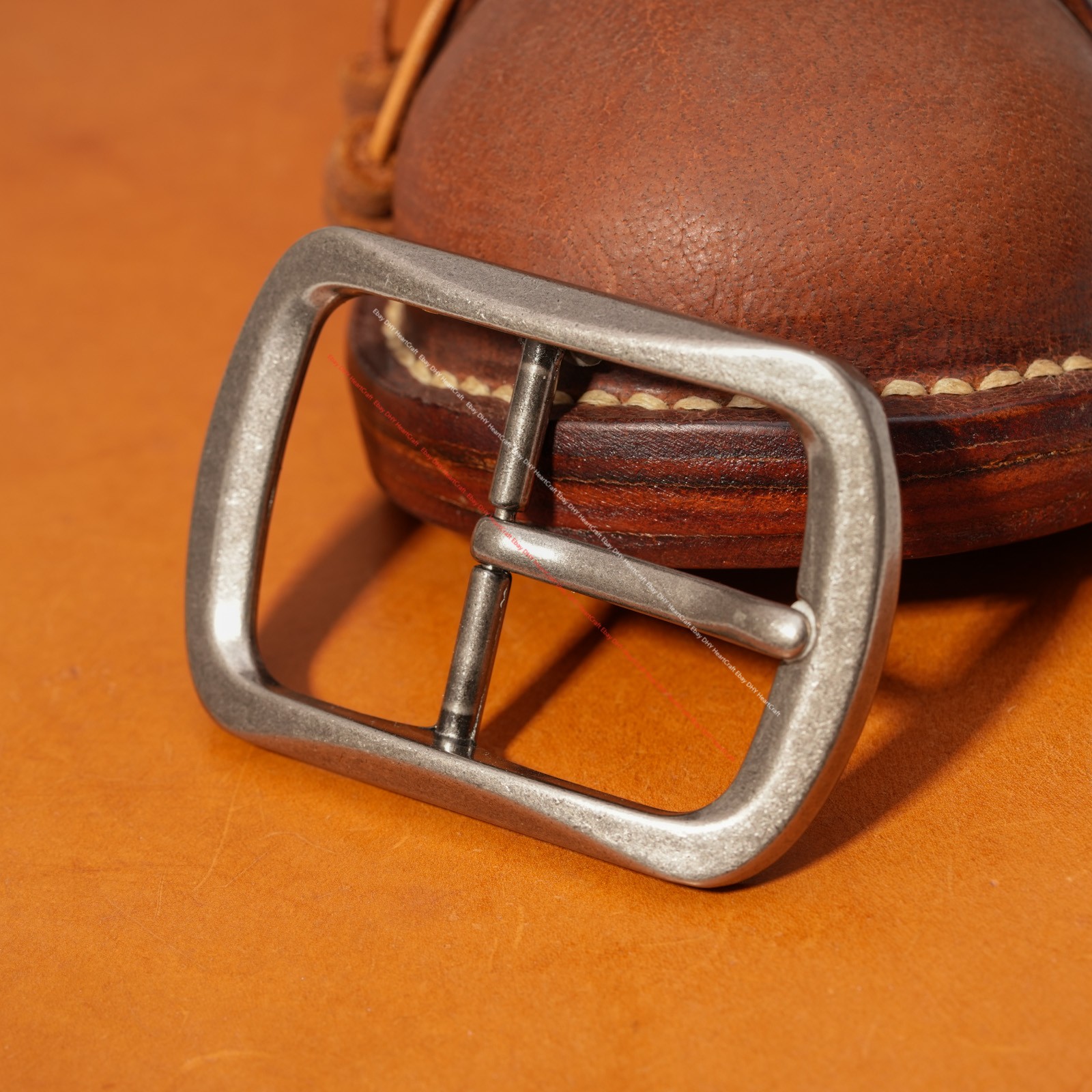 40mm Men Vintage Silver Western Leathercraft Center Bar Leather Belt Buckle