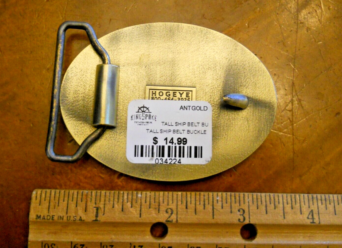 SAILING SHIP, SAN FRANCISCO MARITIME NHP BUCKLE 3&Prime; BRONZE BUCKLE (NEW)