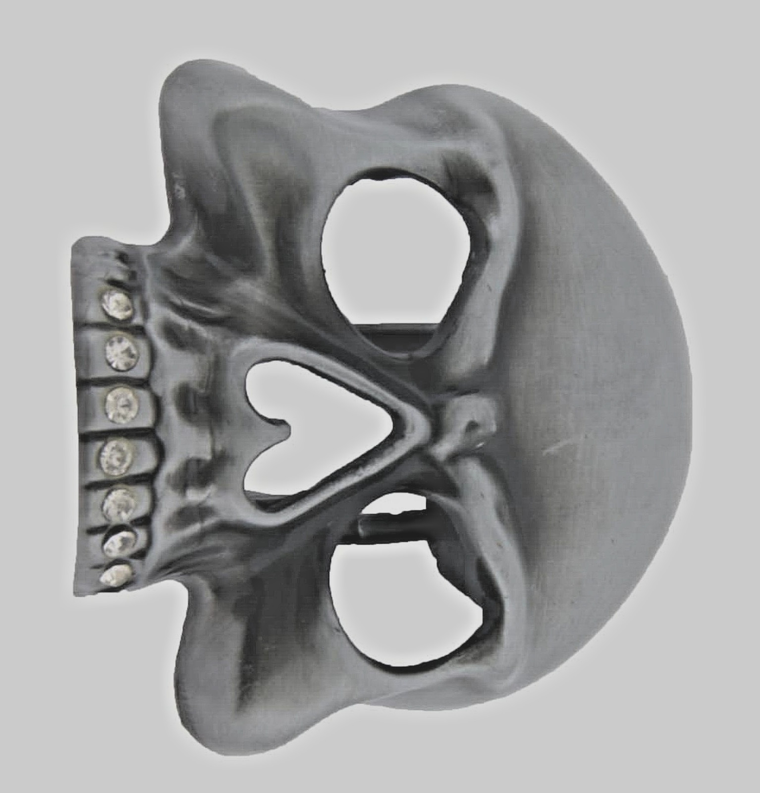 Skull Belt Buckle Men Gunmetal Skeleton Rhinestones Halloween Costume New Pirate