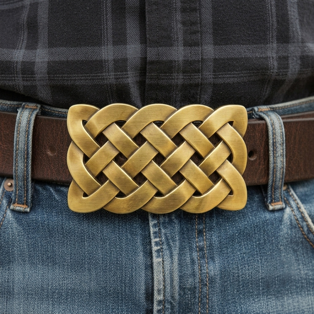 Bold Irish Celtic Knot Men&rsquo;s Belt Buckle Antique Bronze Plated Fits 1.5&Prime; Belts