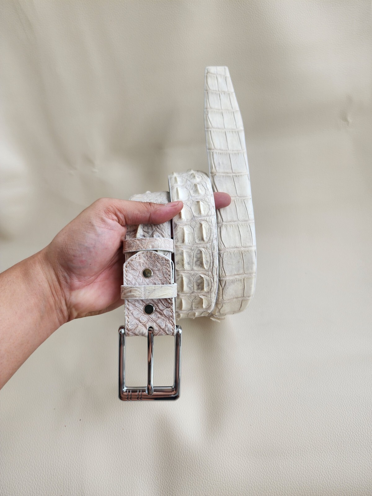 3.8CM White 100% Genuine,Real Leather Skin Mens Belt Pin Buckle-Customize