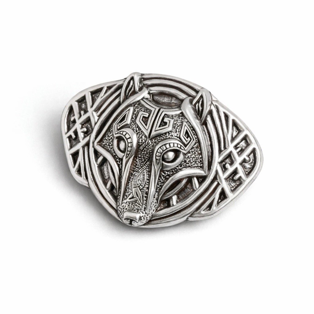 Celtic Wolf Head Belt Buckle, Zamak Alloy, Fits 1.5 Inch Belt