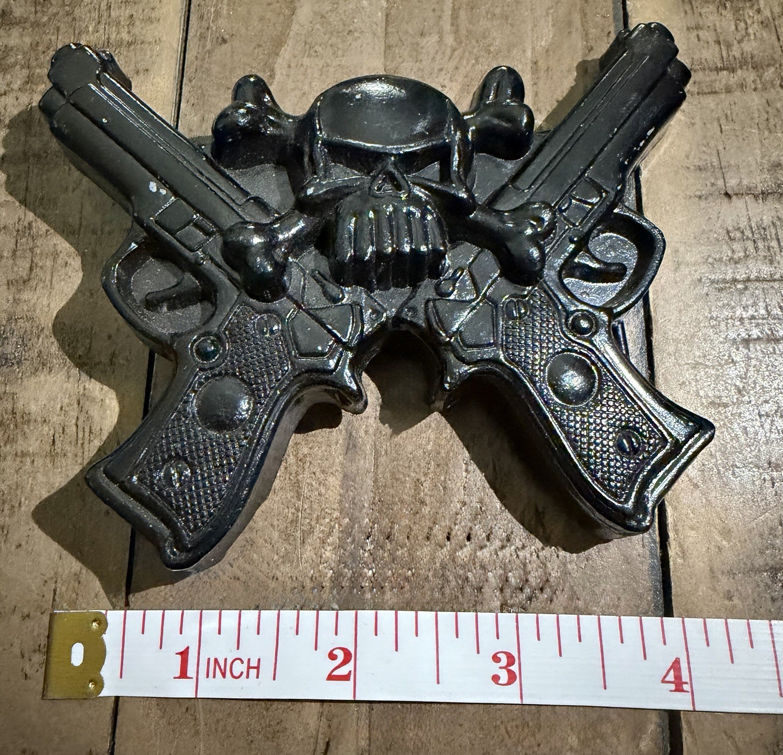 Skull Crossed Guns Black Belt Buckle