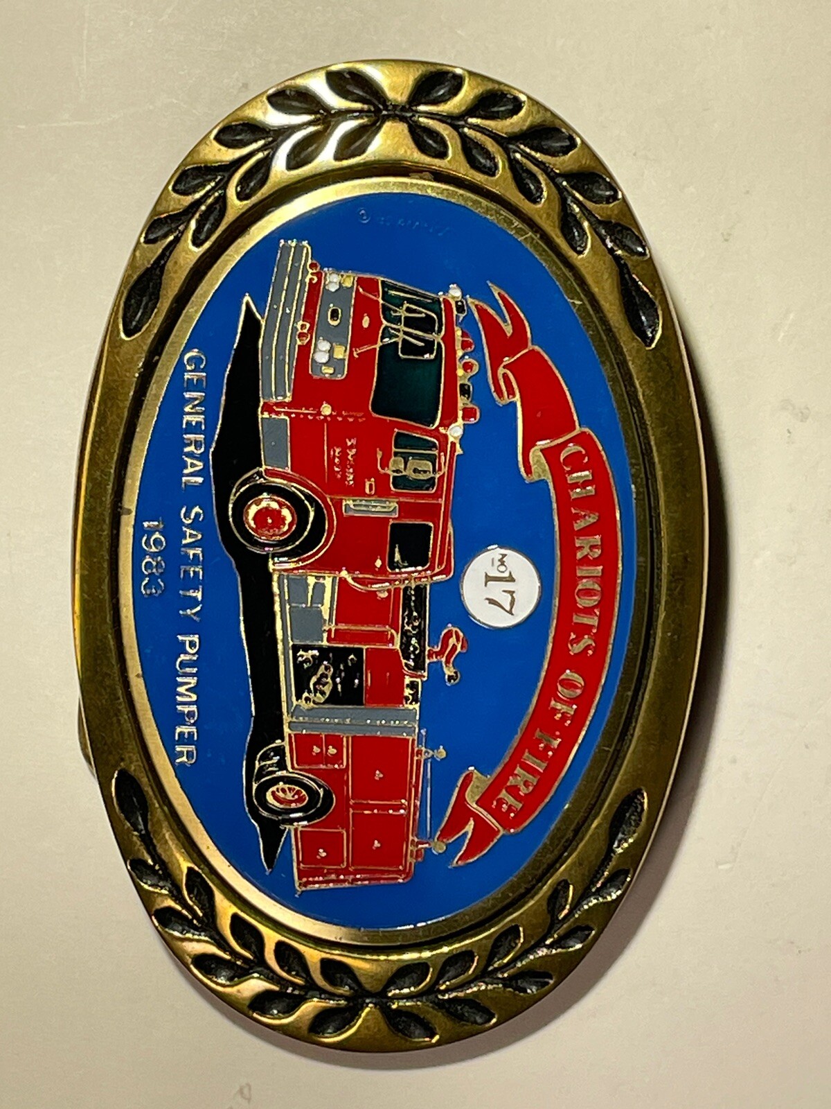 VTG Heritage Chariots of Fire 1983 General Safety Pumper No 17 Brass Belt Buckle