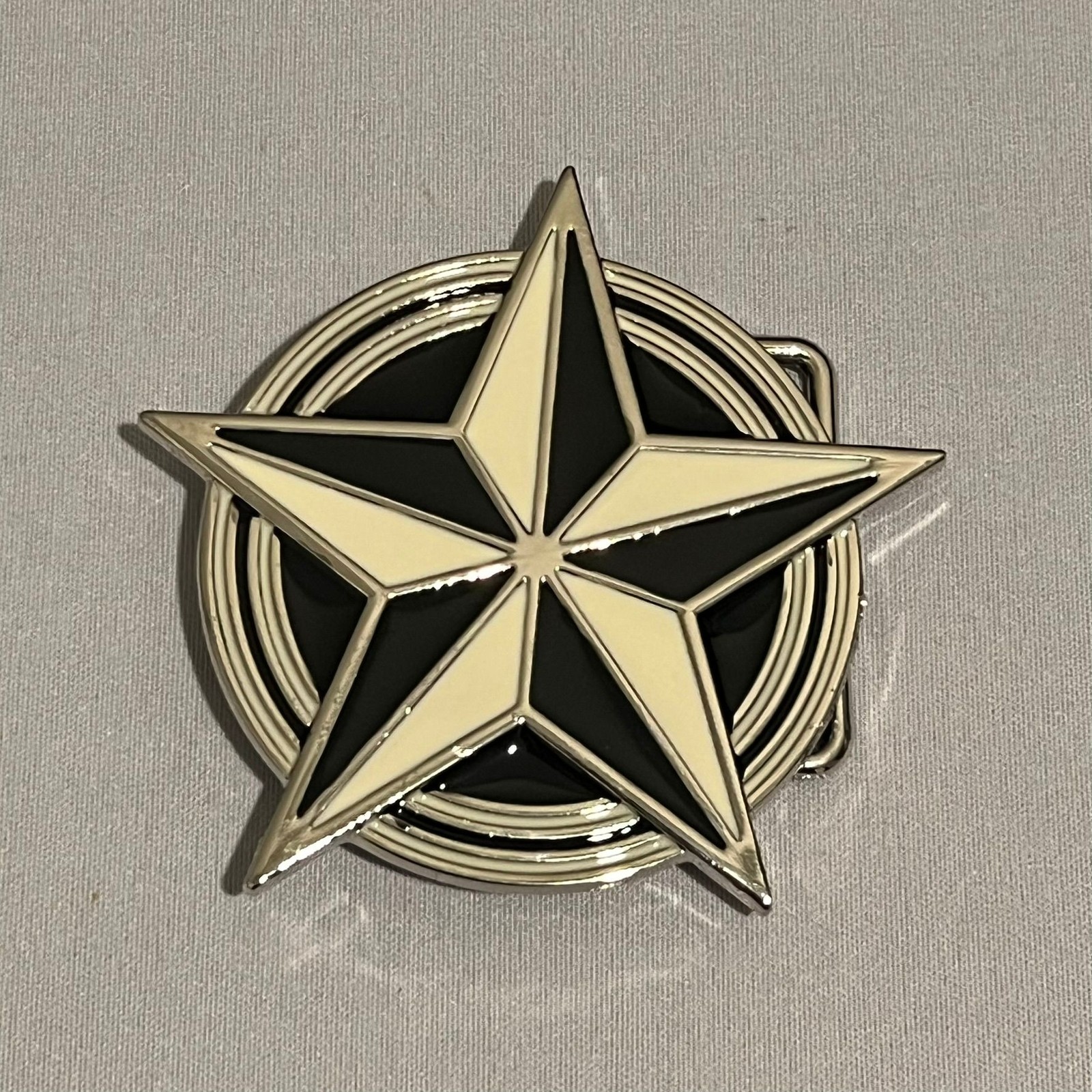 Star Belt Buckle Unbranded Silver Black Ivory Enamel Metal Western Accessory