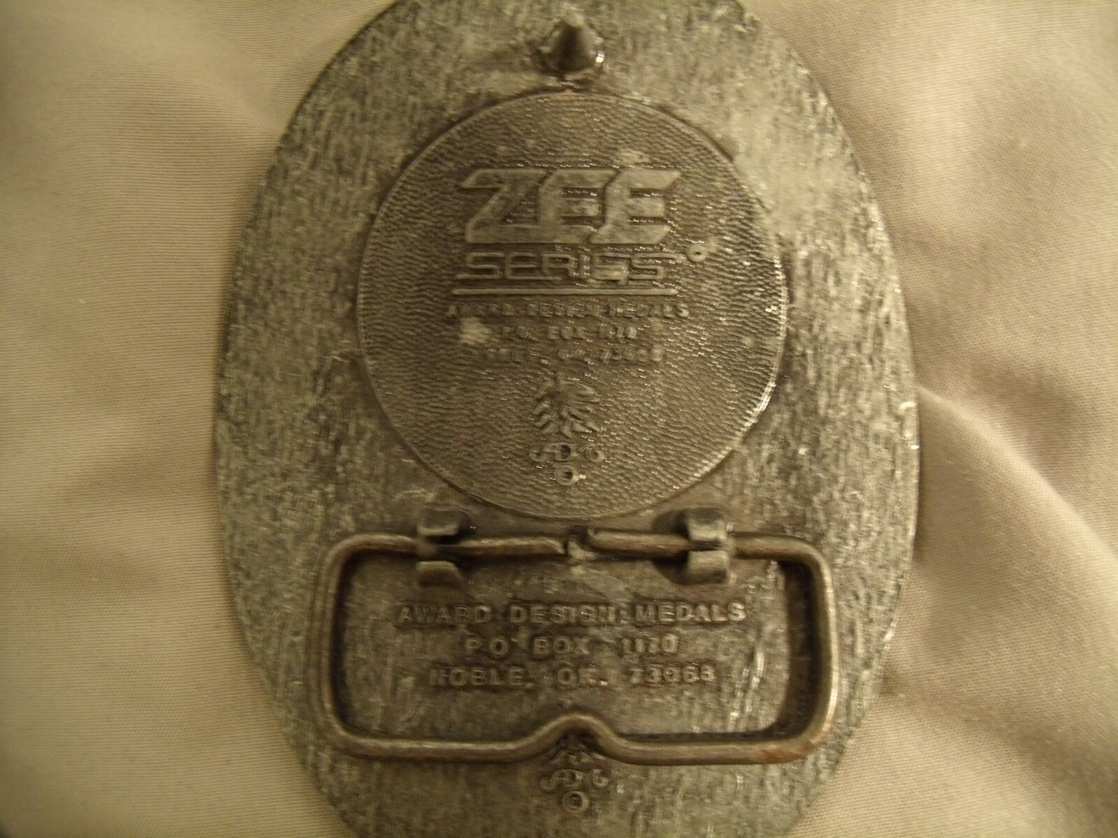 Vintage High Relief Oklahoma Sheplers Logo Cattle Drive One Piece Belt Buckle By