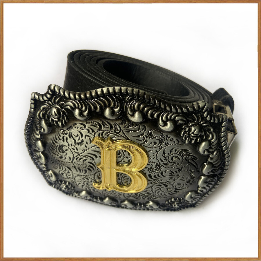 For Rodeo Initial Letter A to Z Western Cowboy Shine Metal Fashion Belt Buckle