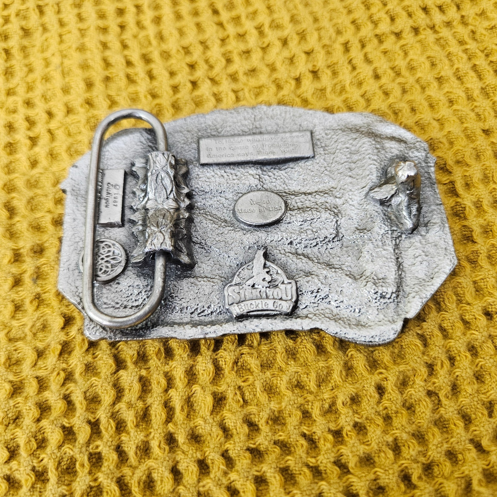 VTG 1987 Siskiyou American Veteran and Damn Proud of It Belt Buckle EUC
