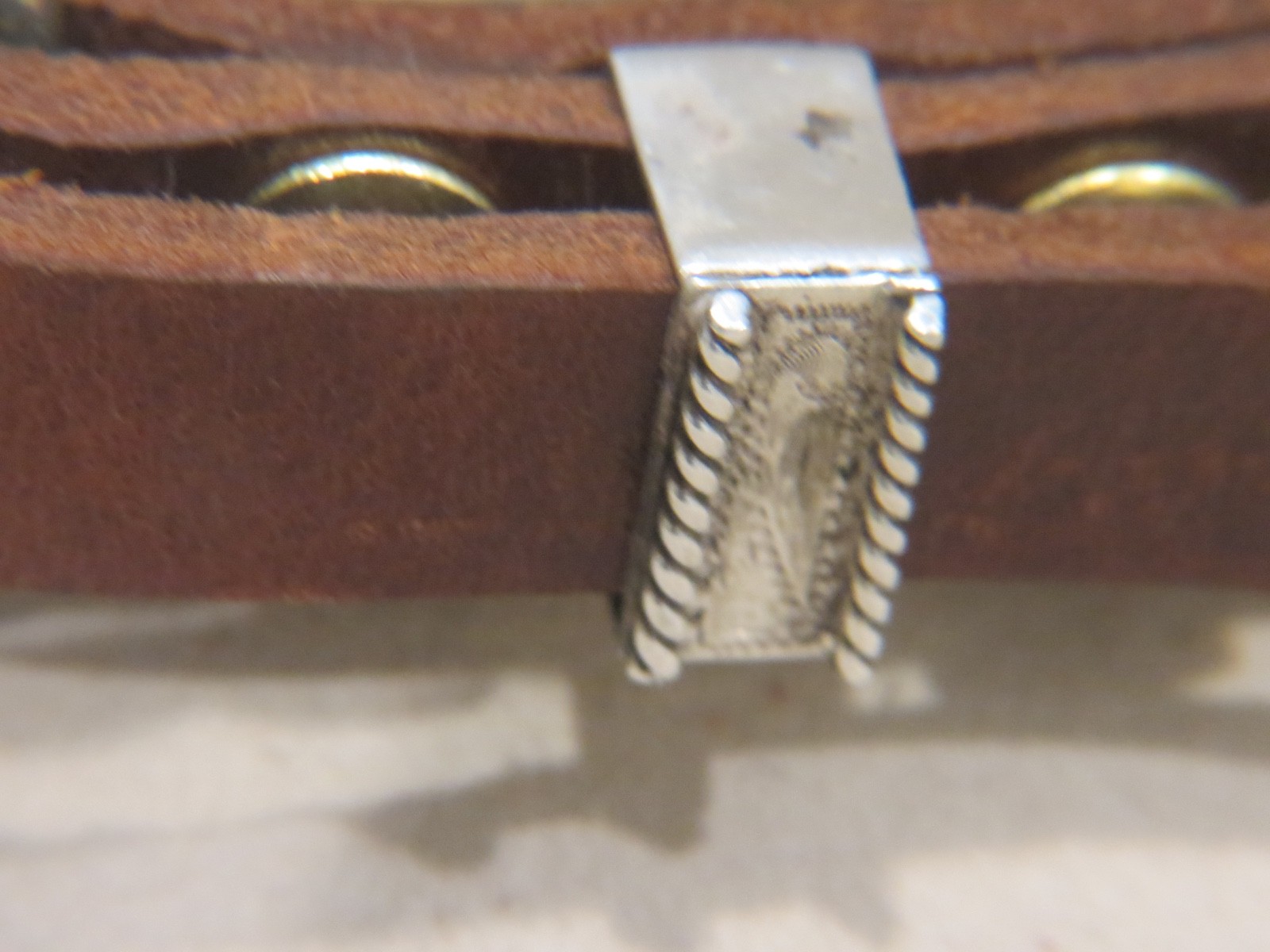 Sterling Silver Southwestern Hand Tooled Concho Hat Band 2 piece Buckle Set