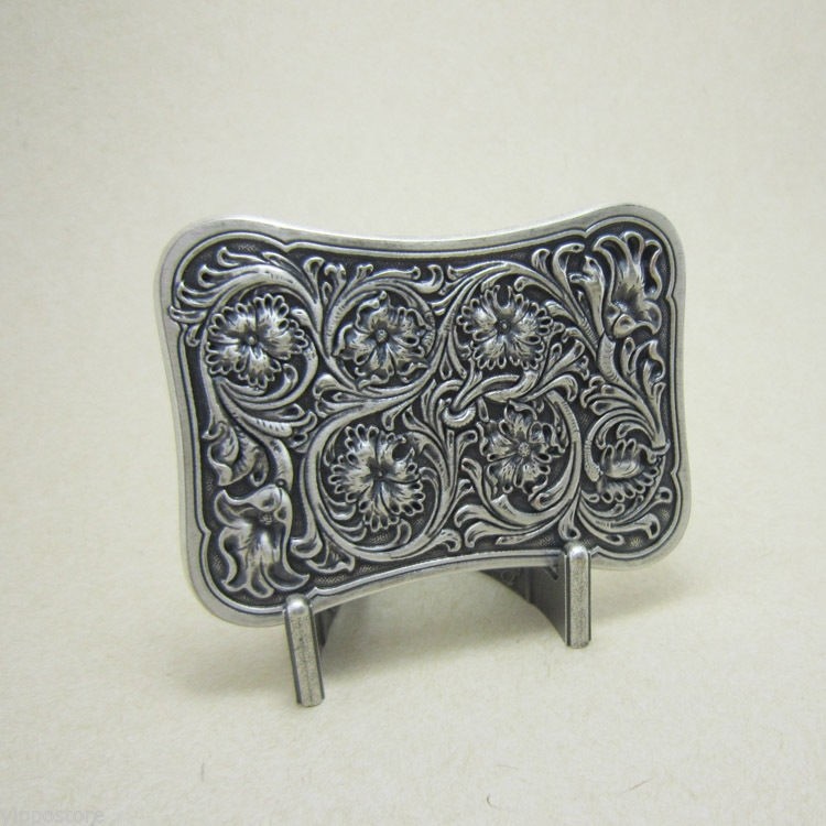 Silver Plated Western Flower Celtic Metal Fashion Belt Buckle
