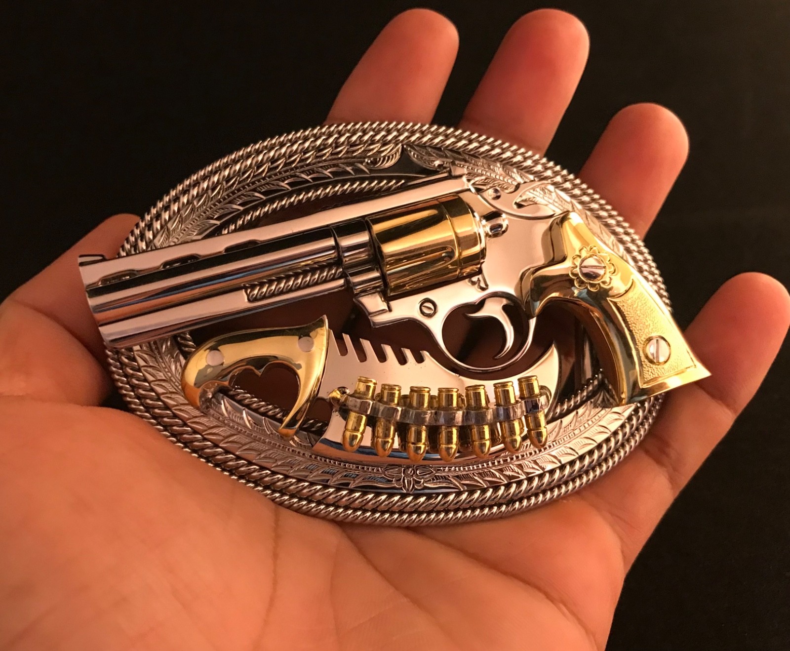 (MADE BY ORDER) BUCKLE HANDMADE STAINLESS STEEL WESTERN STYLE GUN PYTHON #3