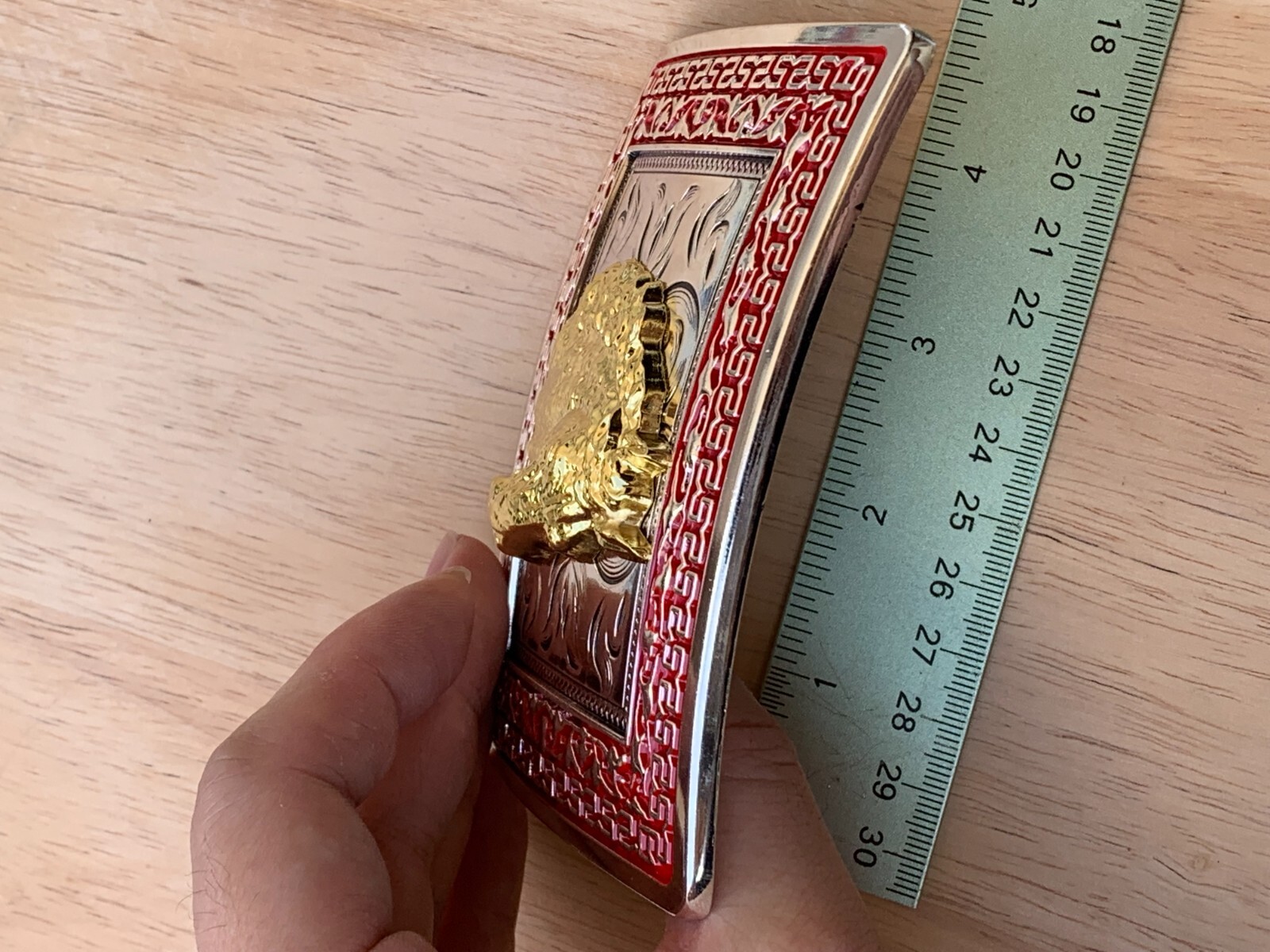 Western Buckle Gold Silver Red Horse Head Cowboy Buckle 2 » Hebilla Vaquero