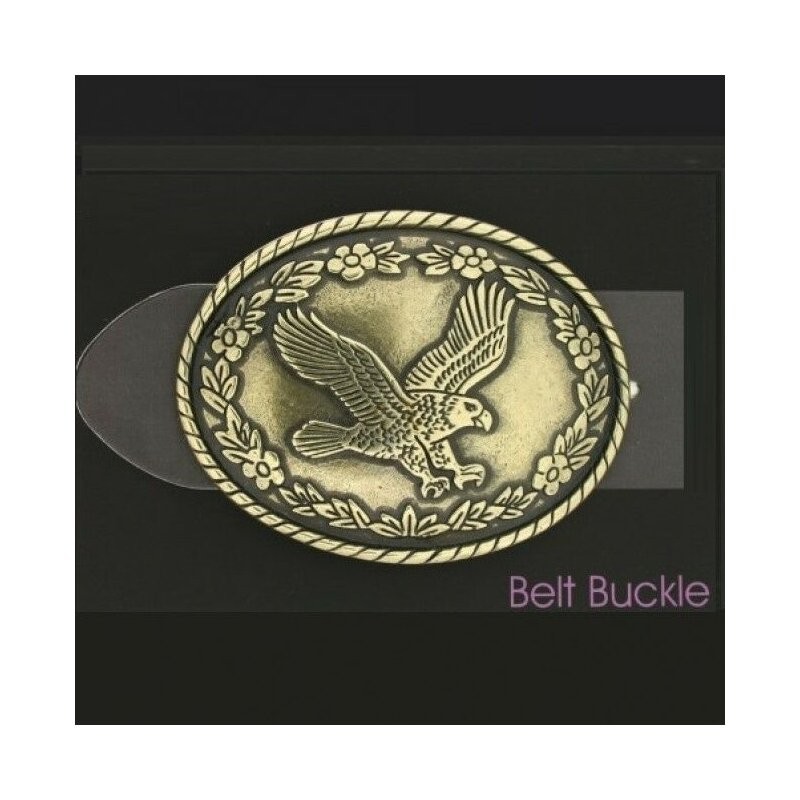Antique Brass Oval Eagle Belt Buckle With Distinctive Heritage Symbol