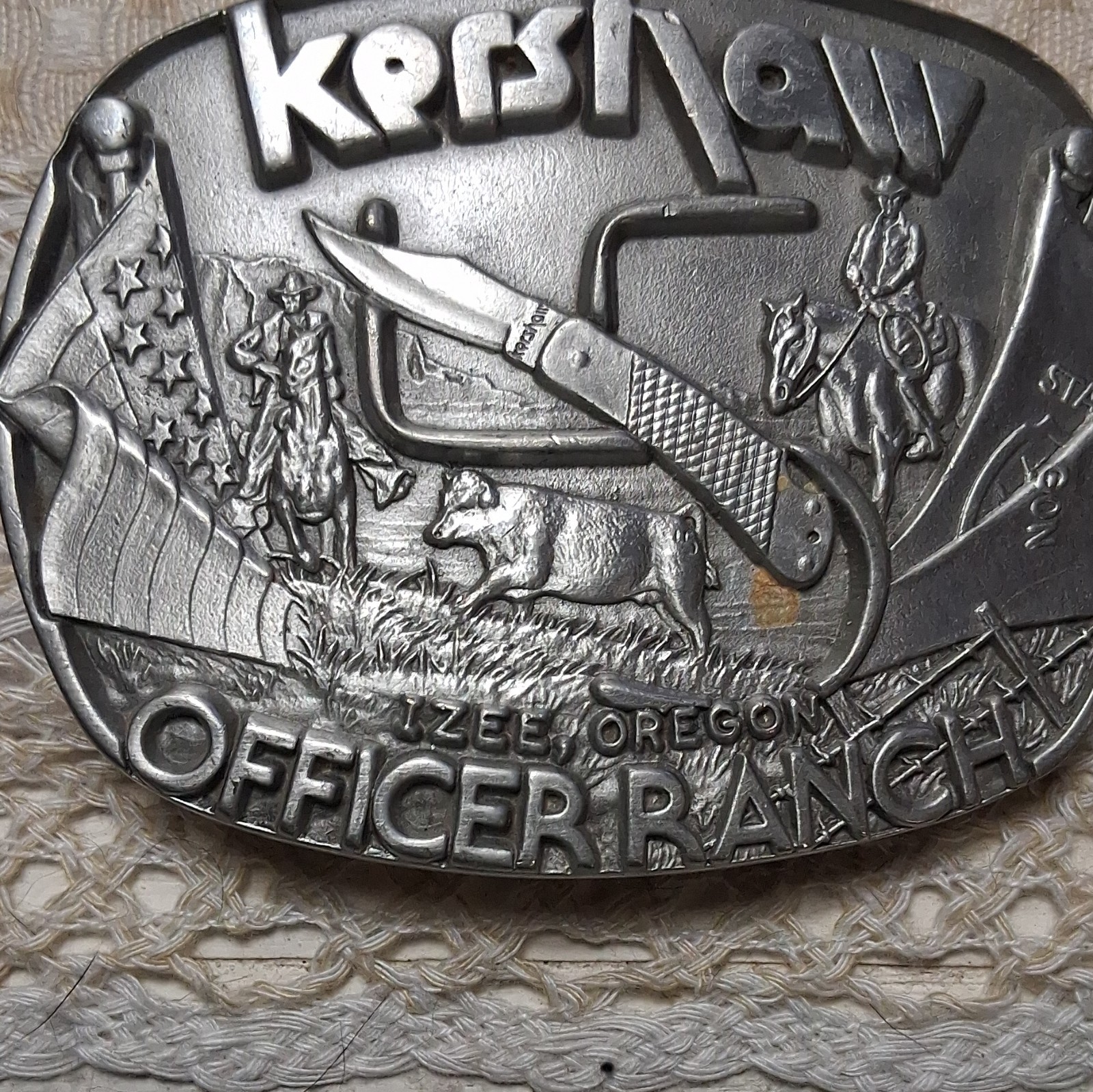 The Great American Buckle Co Officer Ranch Fine Pewter Western Belt Buckle 1.75&Prime;
