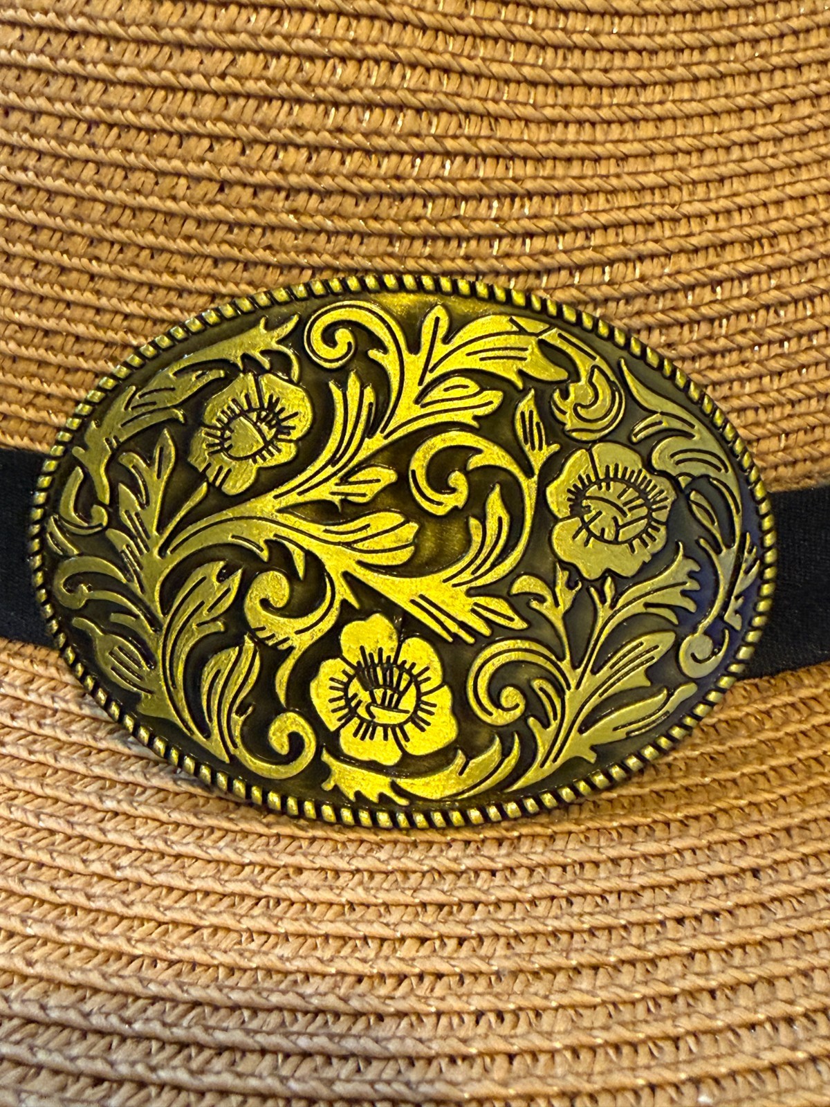 Antiqued Bronze Classic Cowboy Floral Pattern Belt Buckle