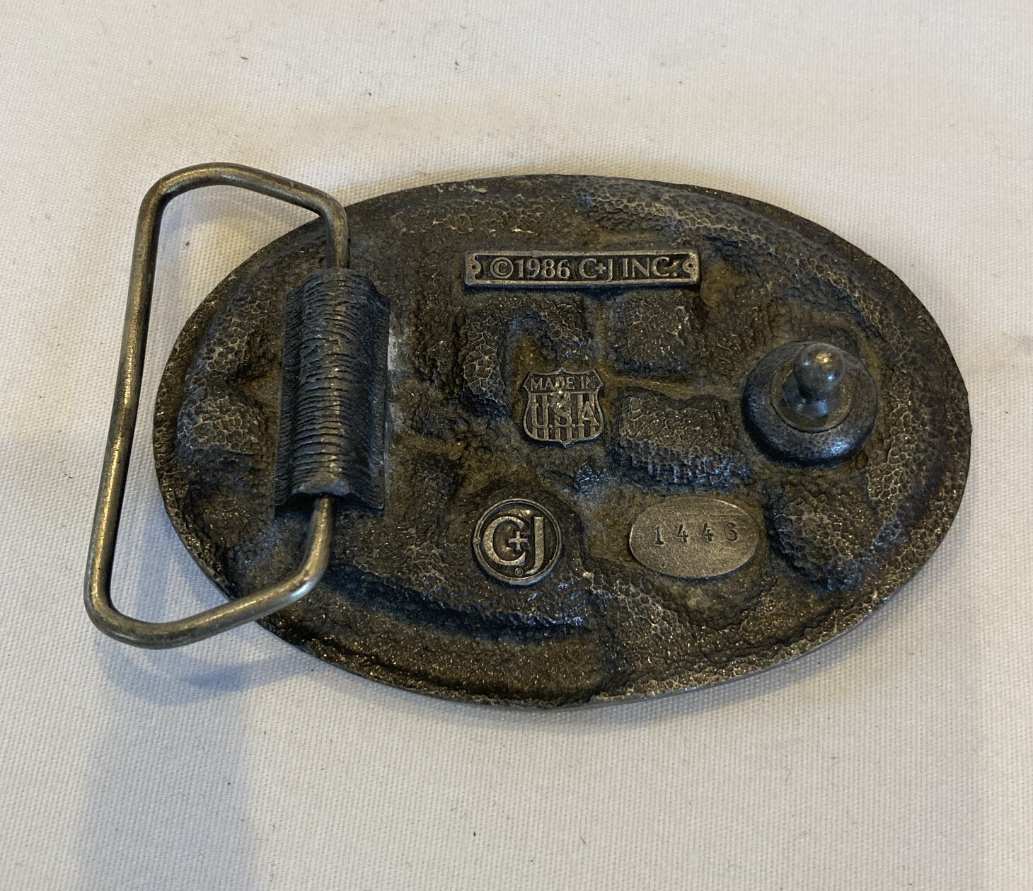 Vintage Country Pickers 1986 C & J inc Belt Buckle Enamel Guitar Players #1446