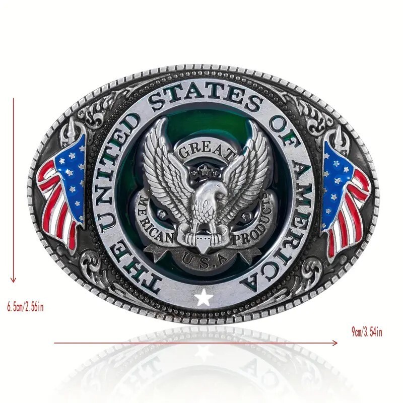 United States of America Bald Eagle Belt Buckle, Flag Red, White & Blue, USA