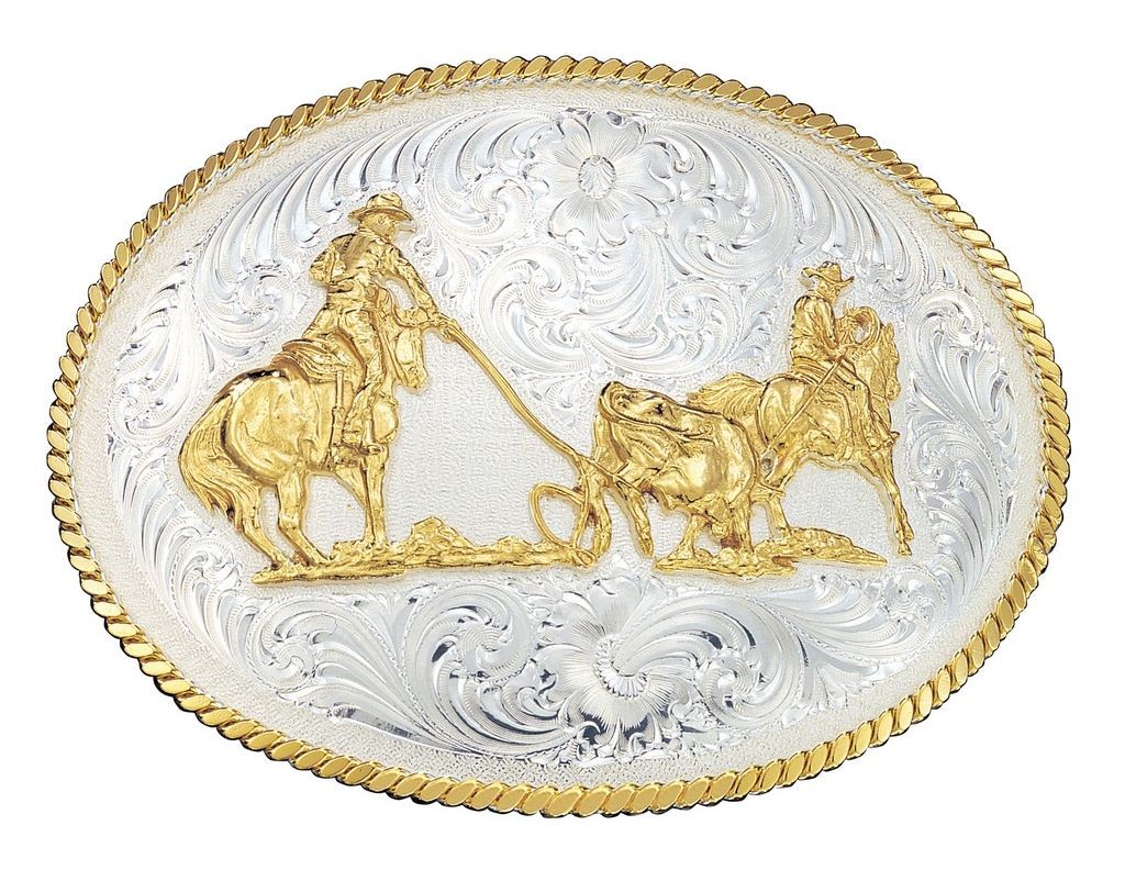 Montana Silversmiths Western Belt Buckle Large Team Ropers 2130