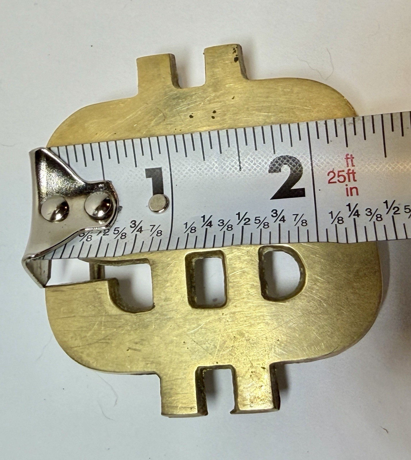 Vintage Solid Brass Dollar Sign Belt Buckle Money Symbol Financial Banker