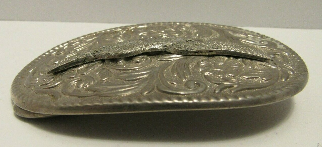 Men&rsquo;s Belt Buckle Flying Eagle Floral Western Cowboy Style 3D Silver Oval