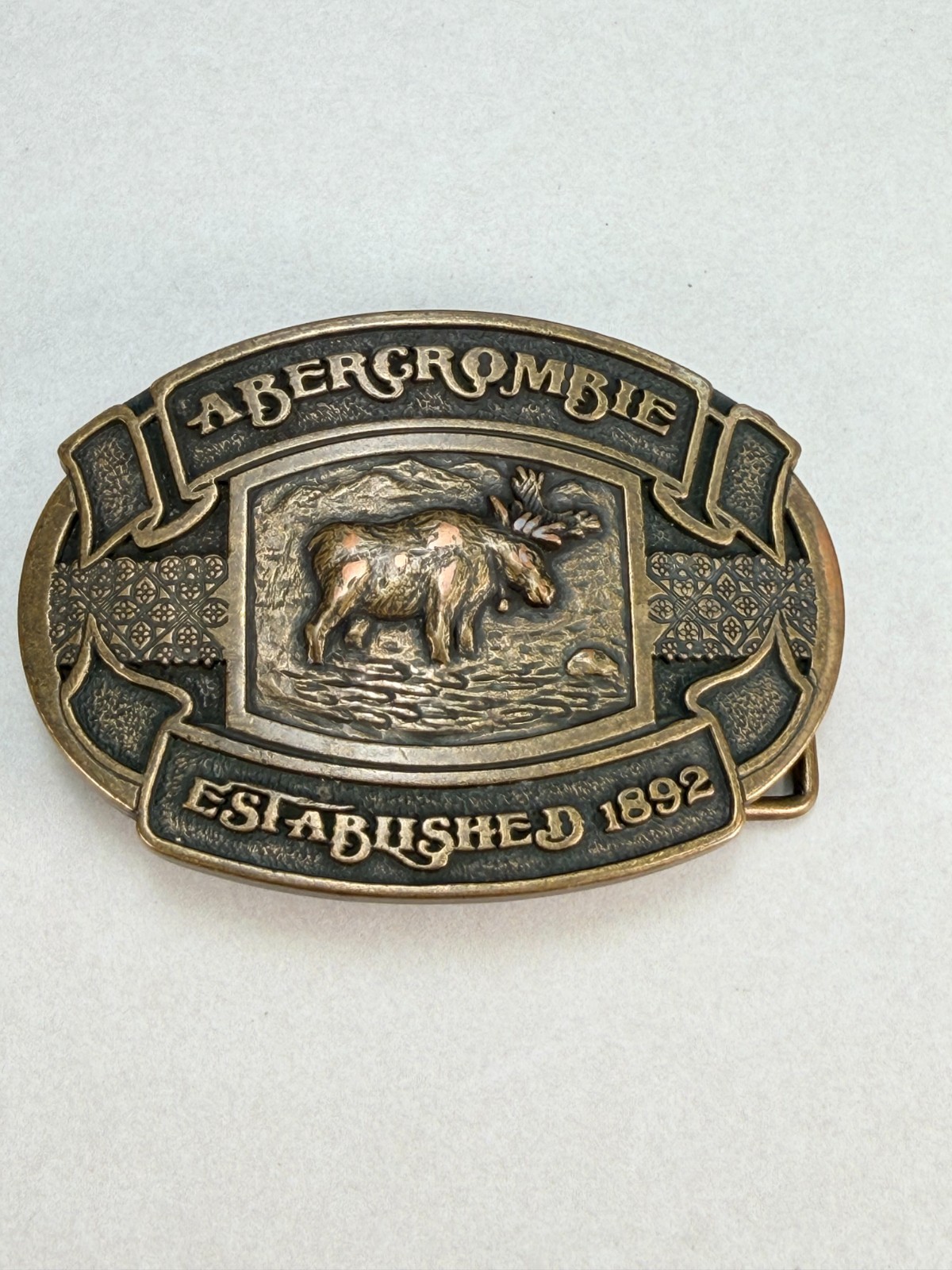 Vintage Abercrombie & Fitch Moose Belt Buckle Established 1892 Heritage