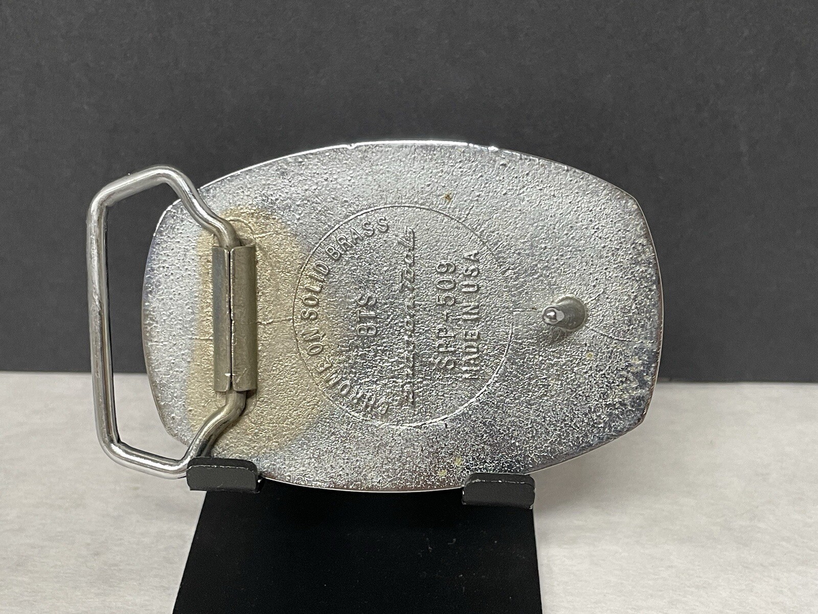 Snap-on Tools Belt Buckle Chrome on Solid Brass SPP-509 Made USA 3.25&Prime; x 2.25&Prime;
