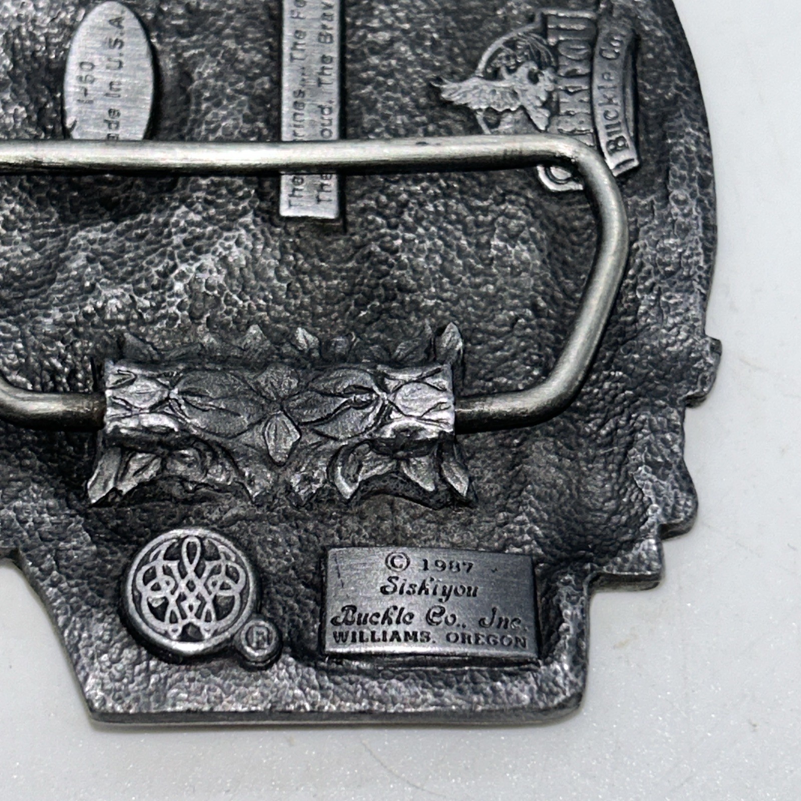 United States Marines Belt Buckle SISKIYOU Pewter Made USA 1987