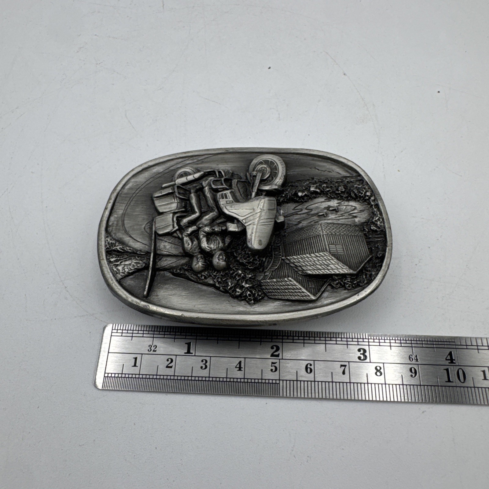 Vintage Bergamont 1984 Biker Motorcycle Couple Riding Through The Hills Buckle