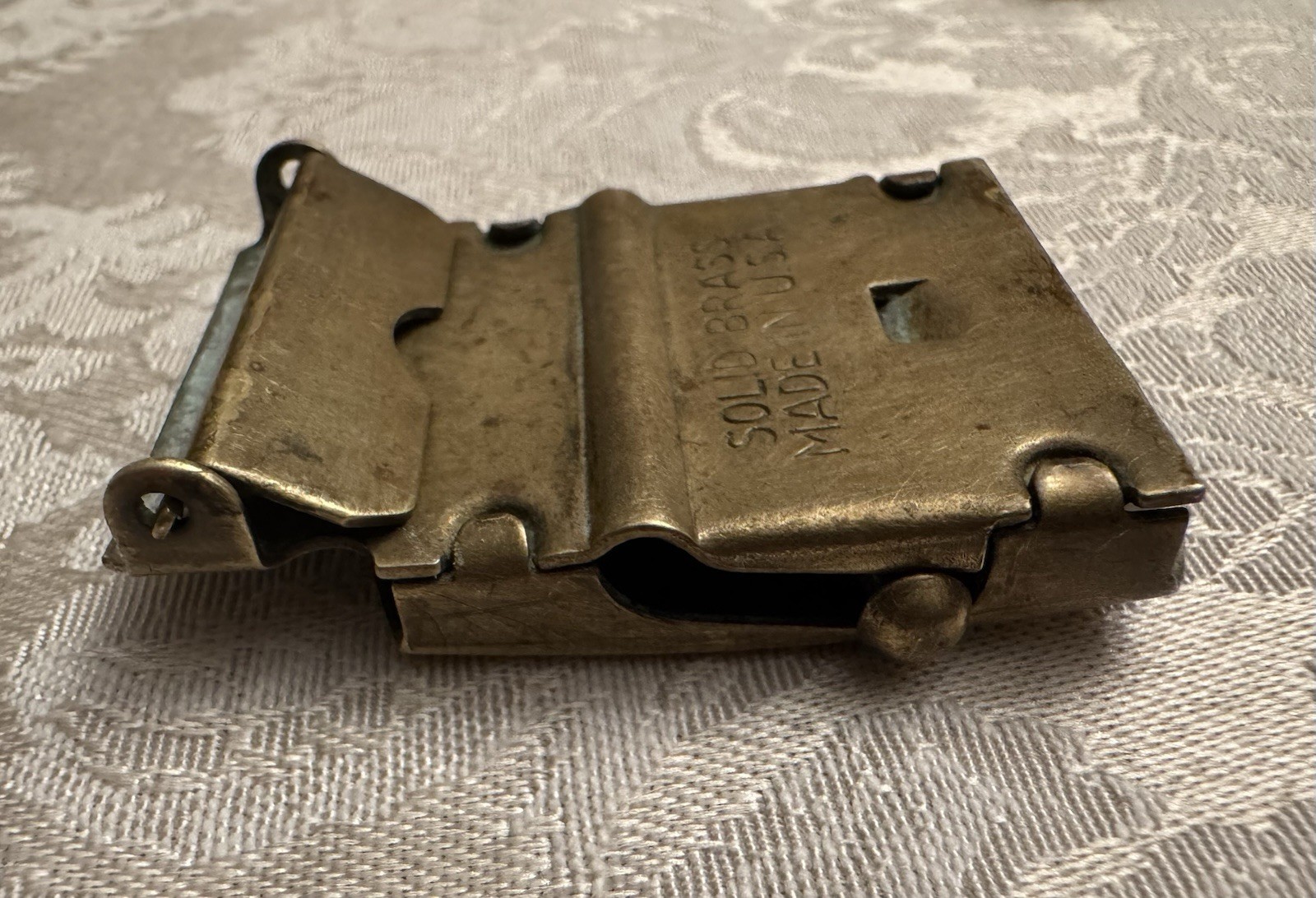 Solid Brass Autogrip Belt Buckle for Men, Brown, Made in USA & Japan, MPN 11-121
