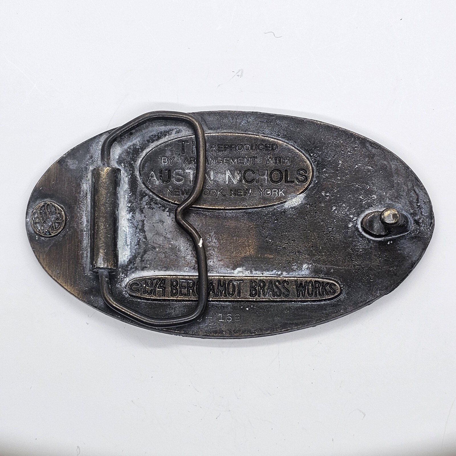 Vintage 1974 Wild Turkey Bergamot Brass Works Austin Nichols Bourbon Belt Buckle